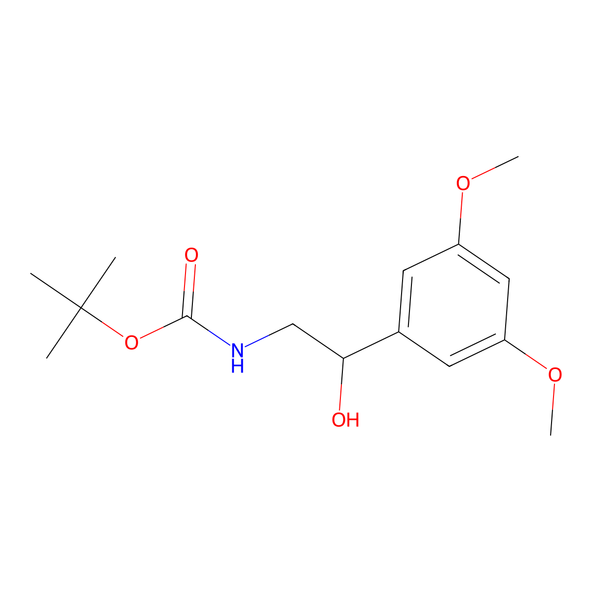 tert-butyl N-[2-(3,5-dimethoxyphenyl)-2-hydroxyethyl]carbamate molecular structure, CAS 1824291-69-1