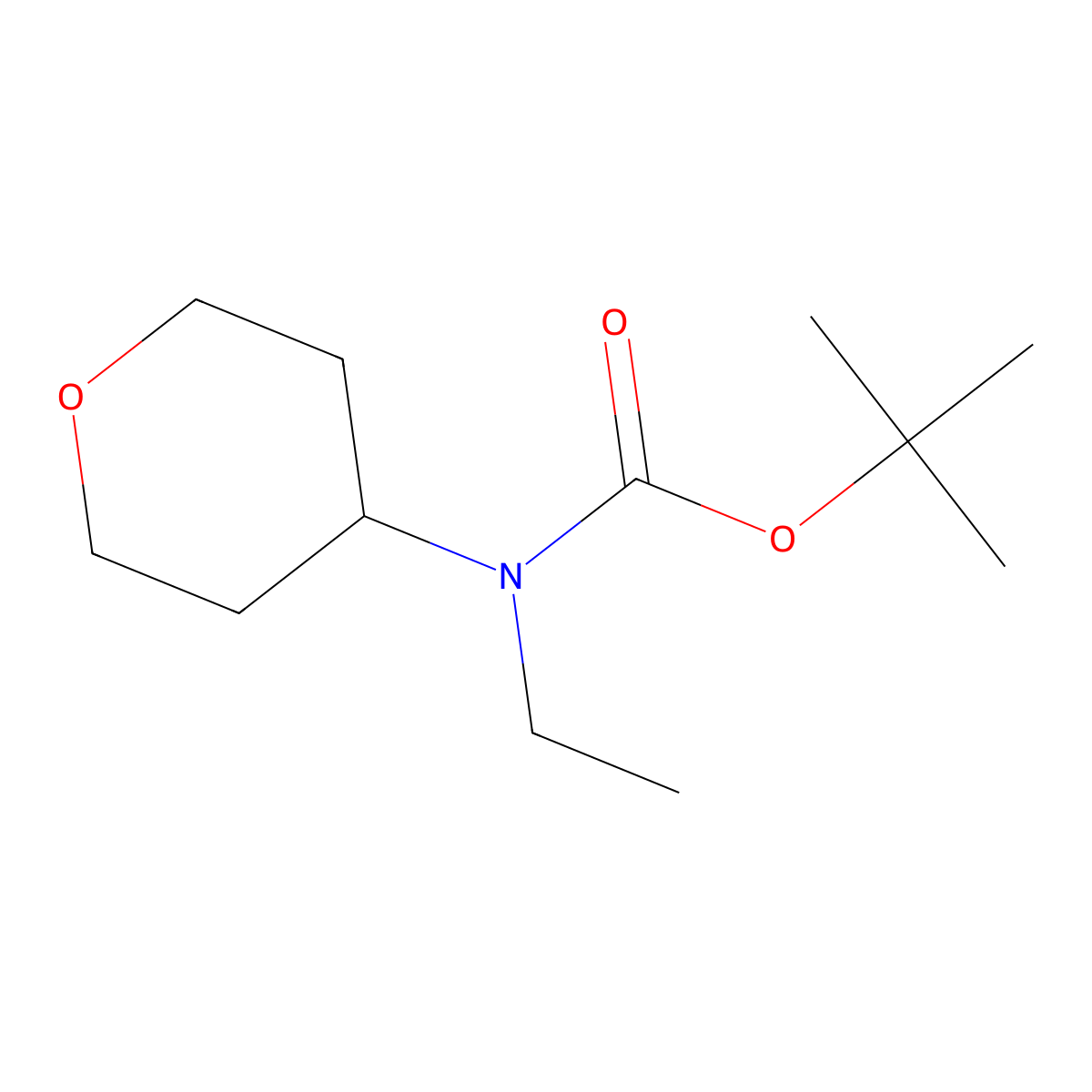 Tert-butyl N-ethyl-N-(oxan-4-YL)carbamate molecular structure, CAS 1824292-18-3
