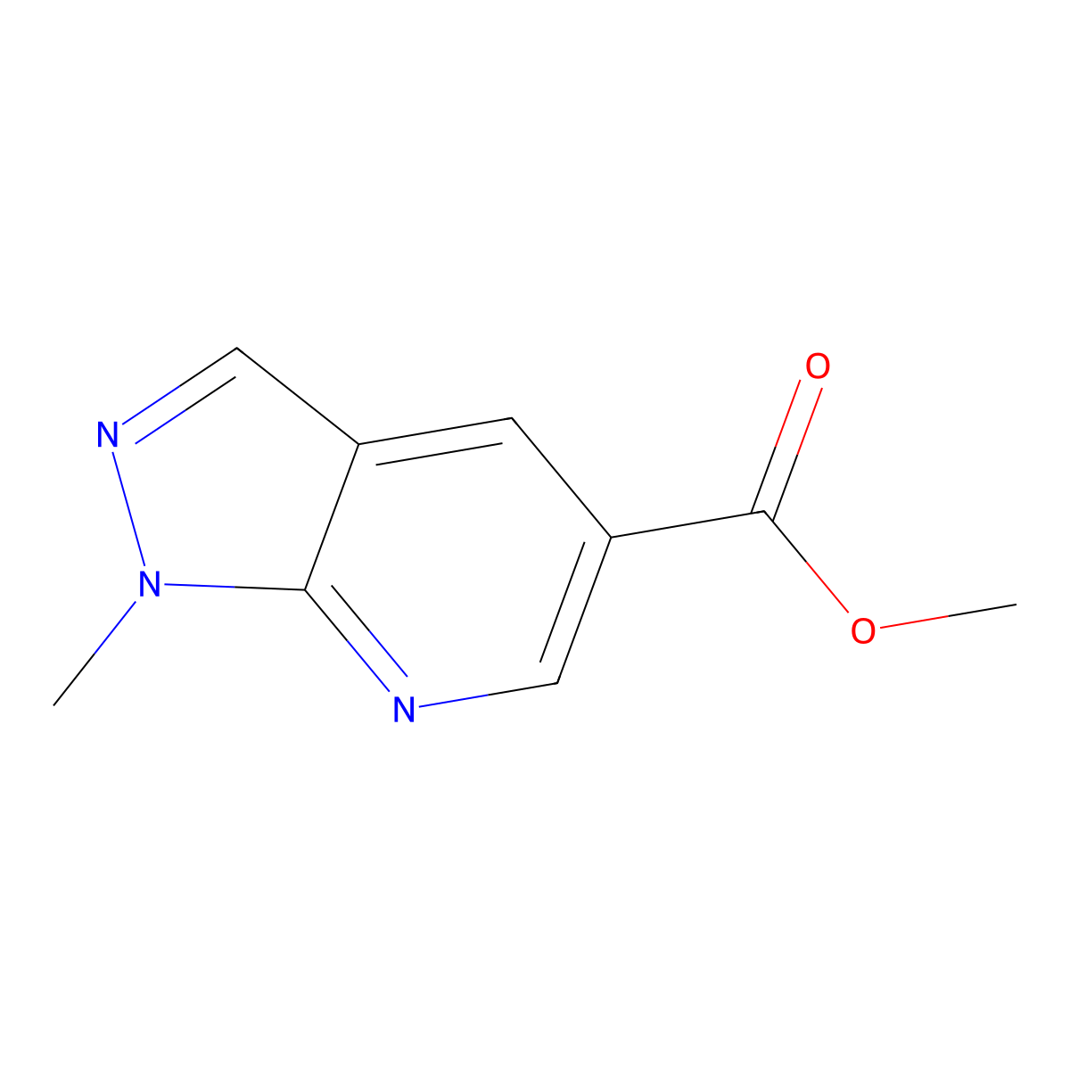 Methyl 1-methyl-1H-pyrazolo[3,4-b]pyridine-5-carboxylate molecular structure, CAS 1824292-88-7