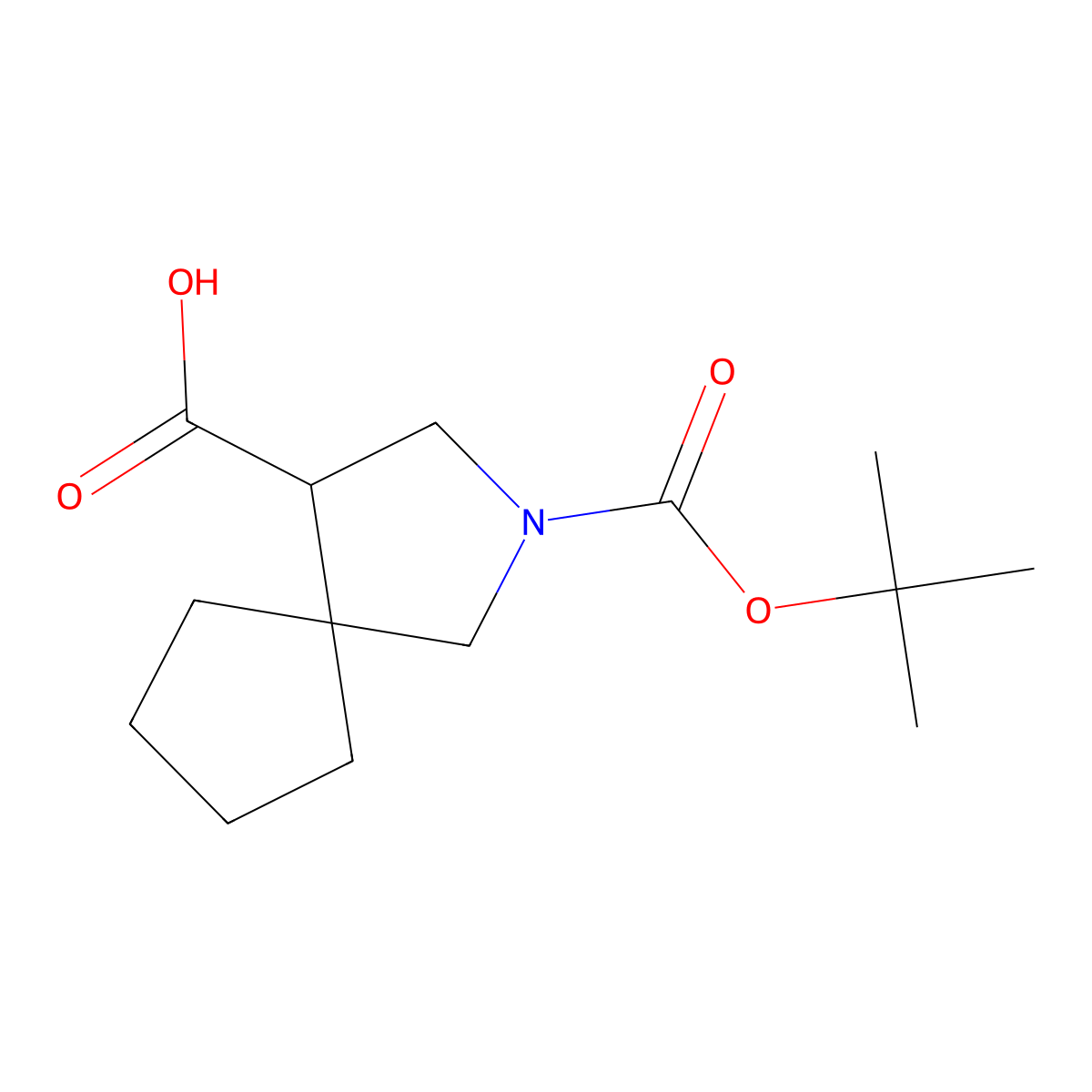 2-((Tert-butoxy)carbonyl)-2-azaspiro(4.4)nonane-4-carboxylic acid molecular structure, CAS 1824298-88-5