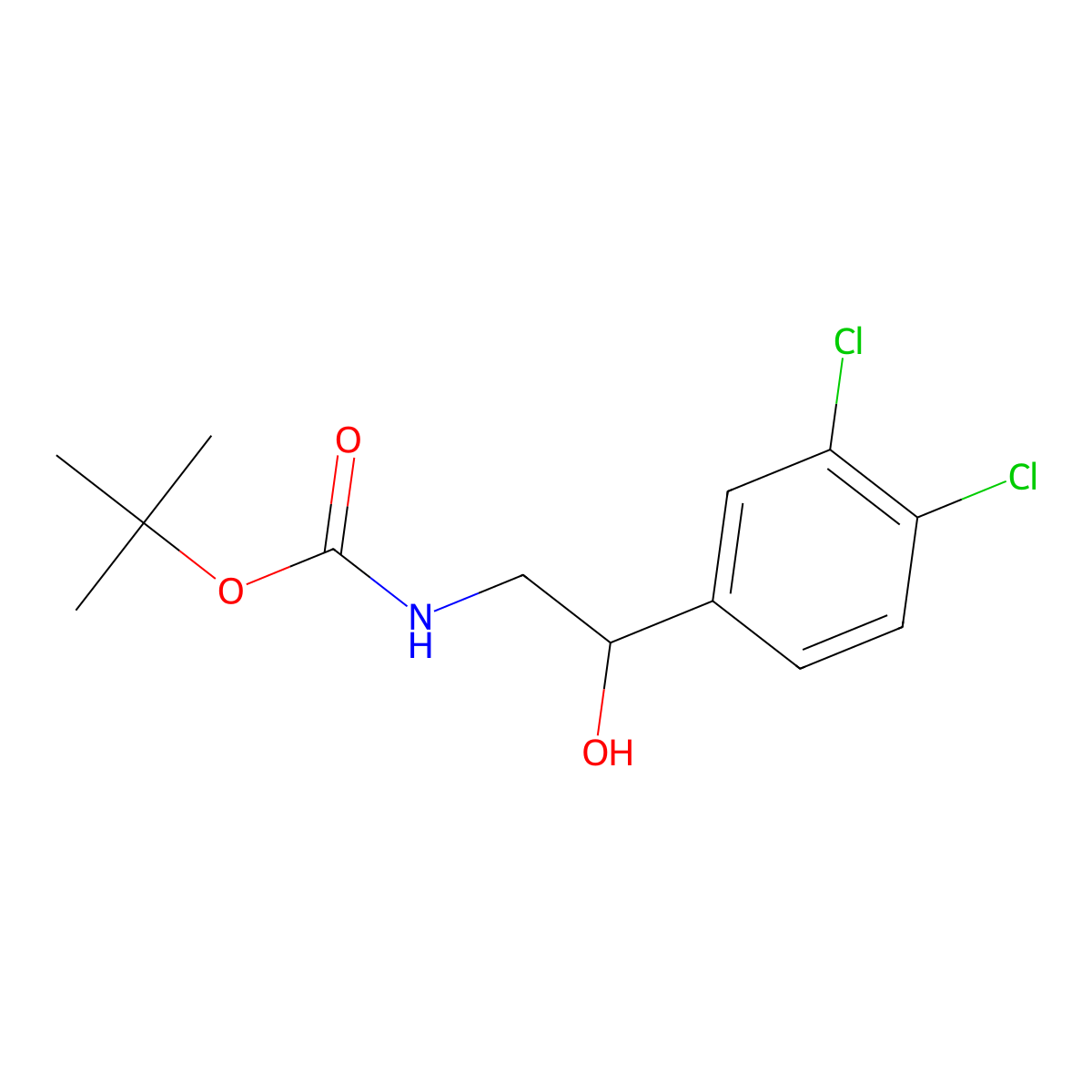 tert-butyl N-[2-(3,4-dichlorophenyl)-2-hydroxyethyl]carbamate molecular structure, CAS 1824299-39-9