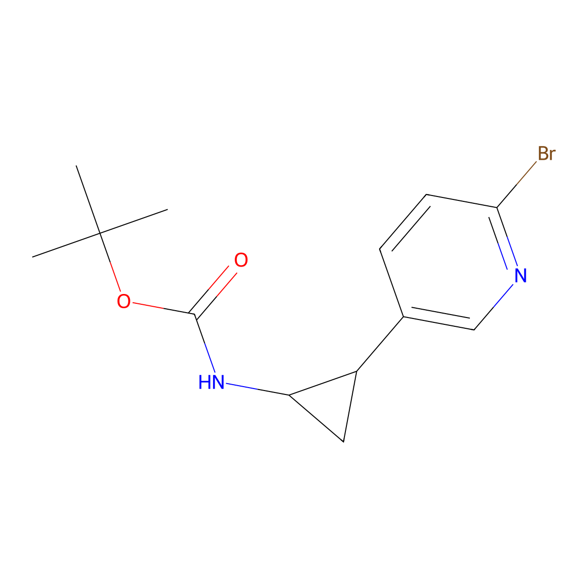 tert-Butyl (2-(6-bromopyridin-3-yl)cyclopropyl)carbamate molecular structure, CAS 1824299-94-6