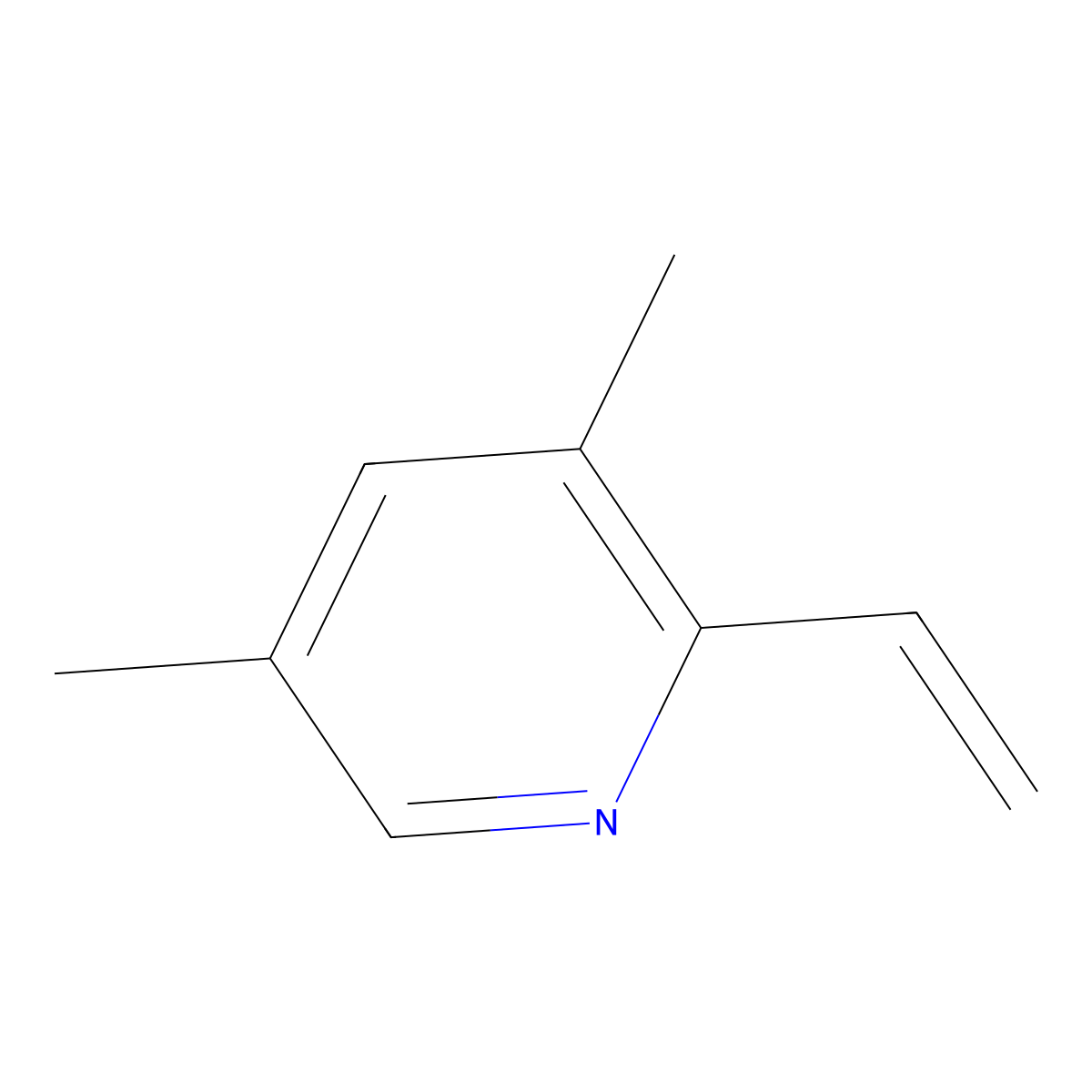 2-Ethenyl-3,5-dimethylpyridine molecular structure, CAS 1824300-81-3