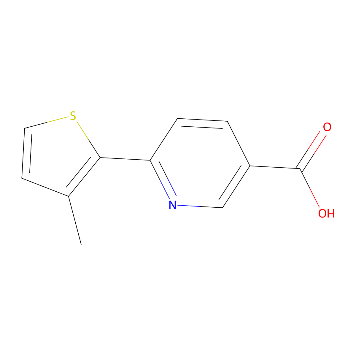 6-(3-Methylthiophen-2-yl)pyridine-3-carboxylic acid molecular structure, CAS 1824303-93-6
