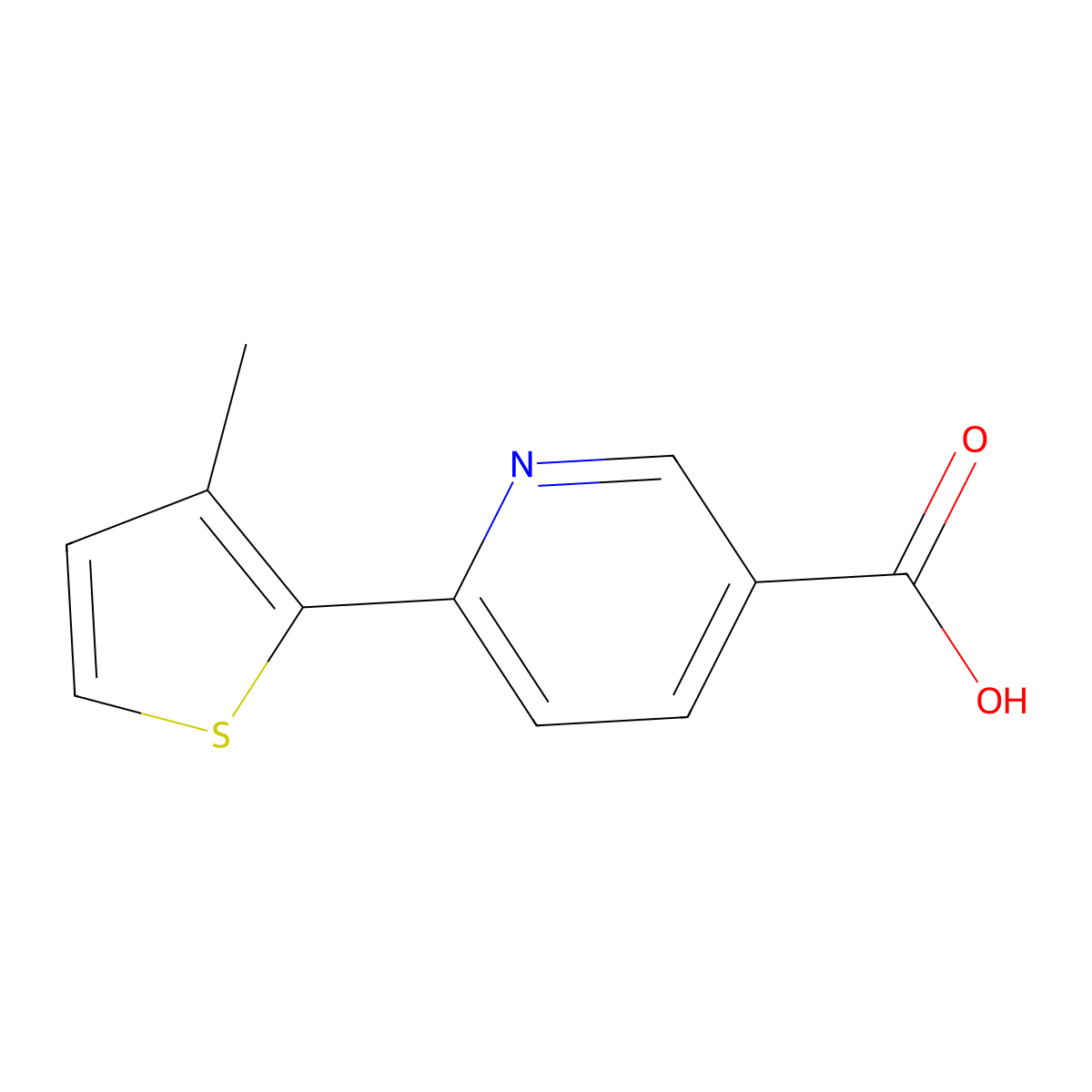 6-(3-Methylthiophen-2-yl)pyridine-3-carboxylic acid molecular structure, CAS 1824303-93-6