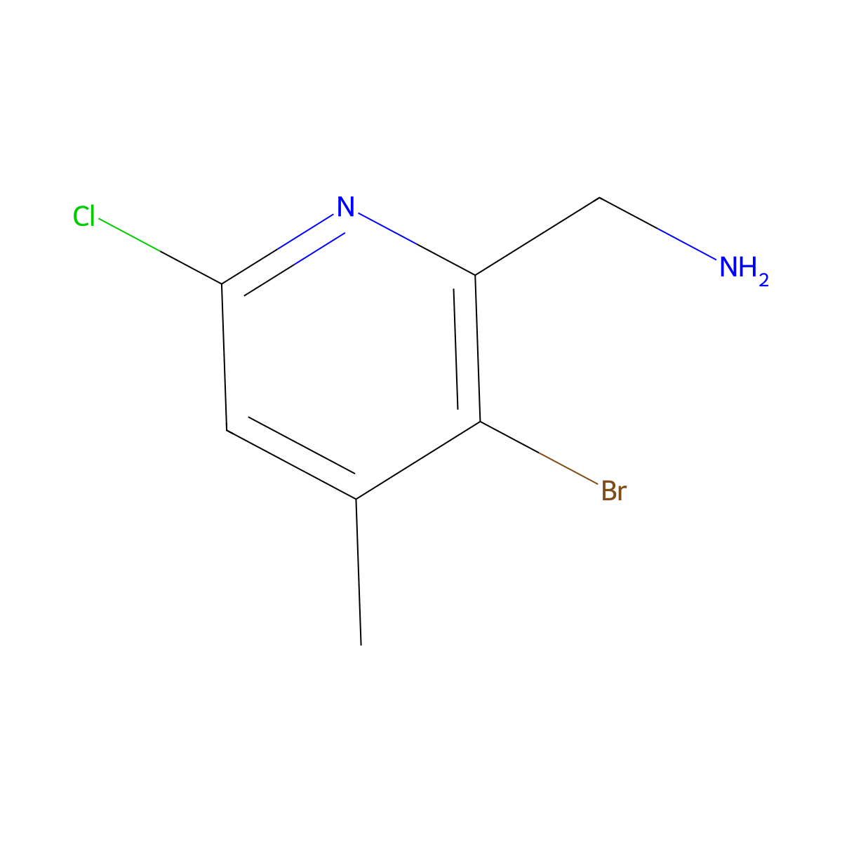 (3-Bromo-6-chloro-4-methylpyridin-2-yl)methanamine molecular structure, CAS 1824304-51-9