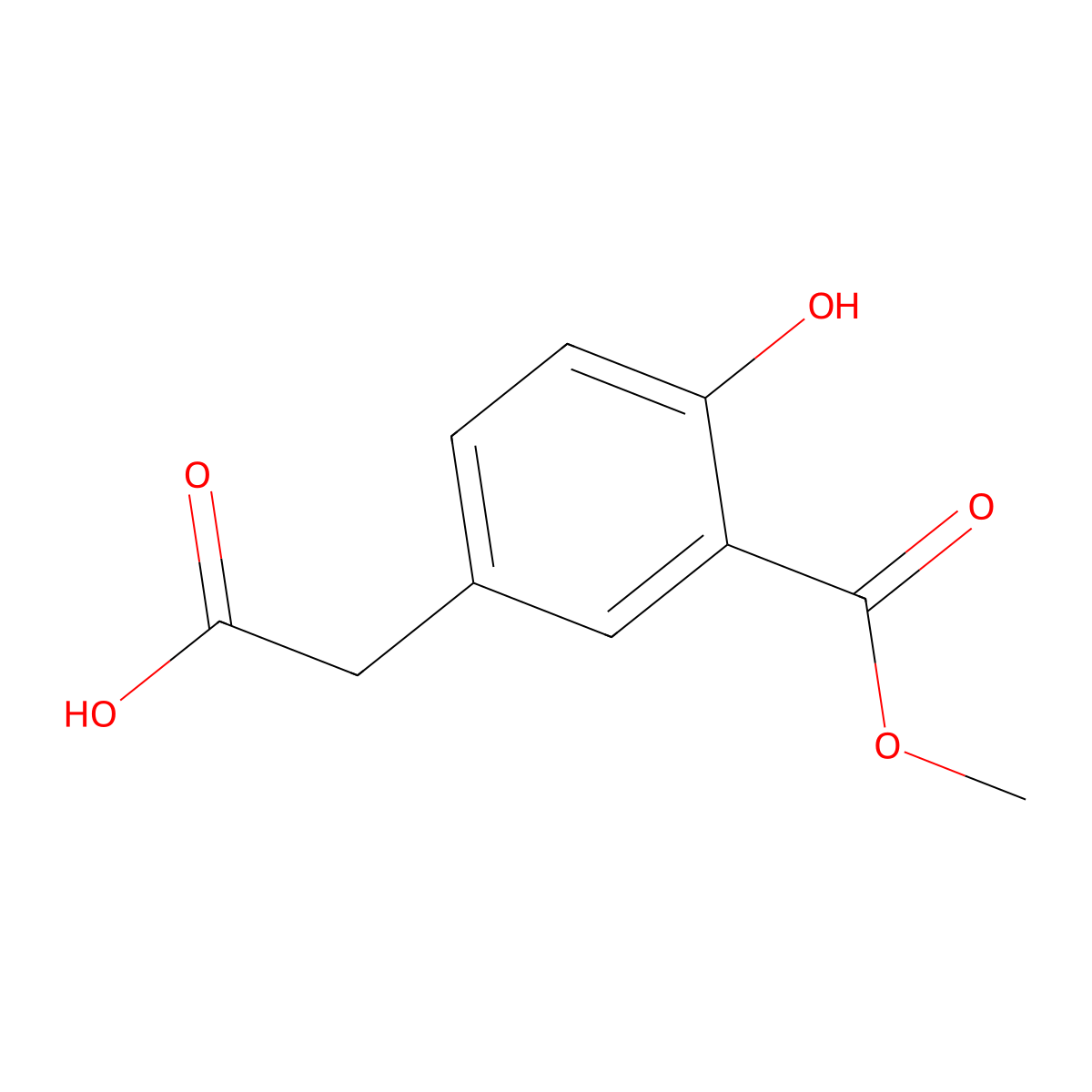 2-(4-Hydroxy-3-(methoxycarbonyl)phenyl)acetic acid molecular structure, CAS 1824306-38-8