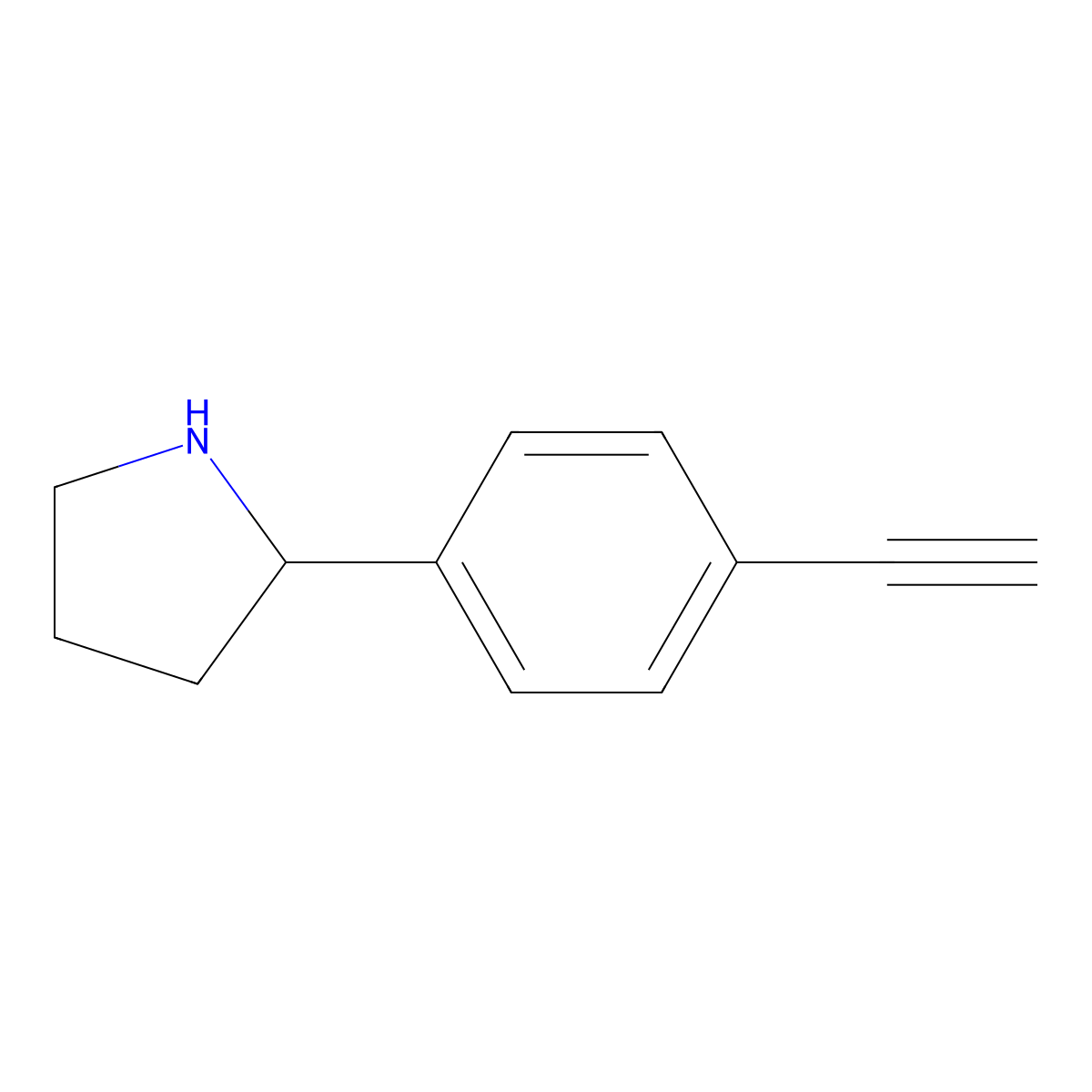 2-(4-Ethynylphenyl)pyrrolidine molecular structure, CAS 1824311-89-8