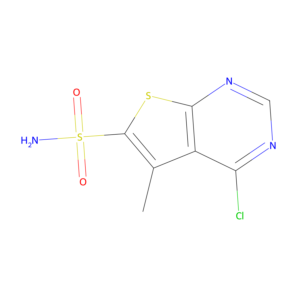 4-Chloro-5-methylthieno[2,3-d]pyrimidine-6-sulfonamide molecular structure, CAS 1824313-43-0