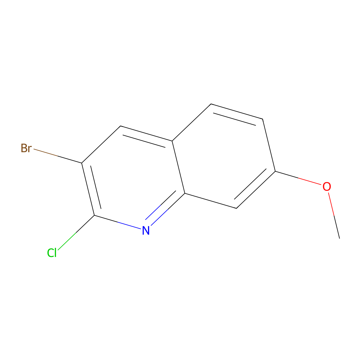 3-Bromo-2-chloro-7-methoxyquinoline molecular structure, CAS 1824315-50-5
