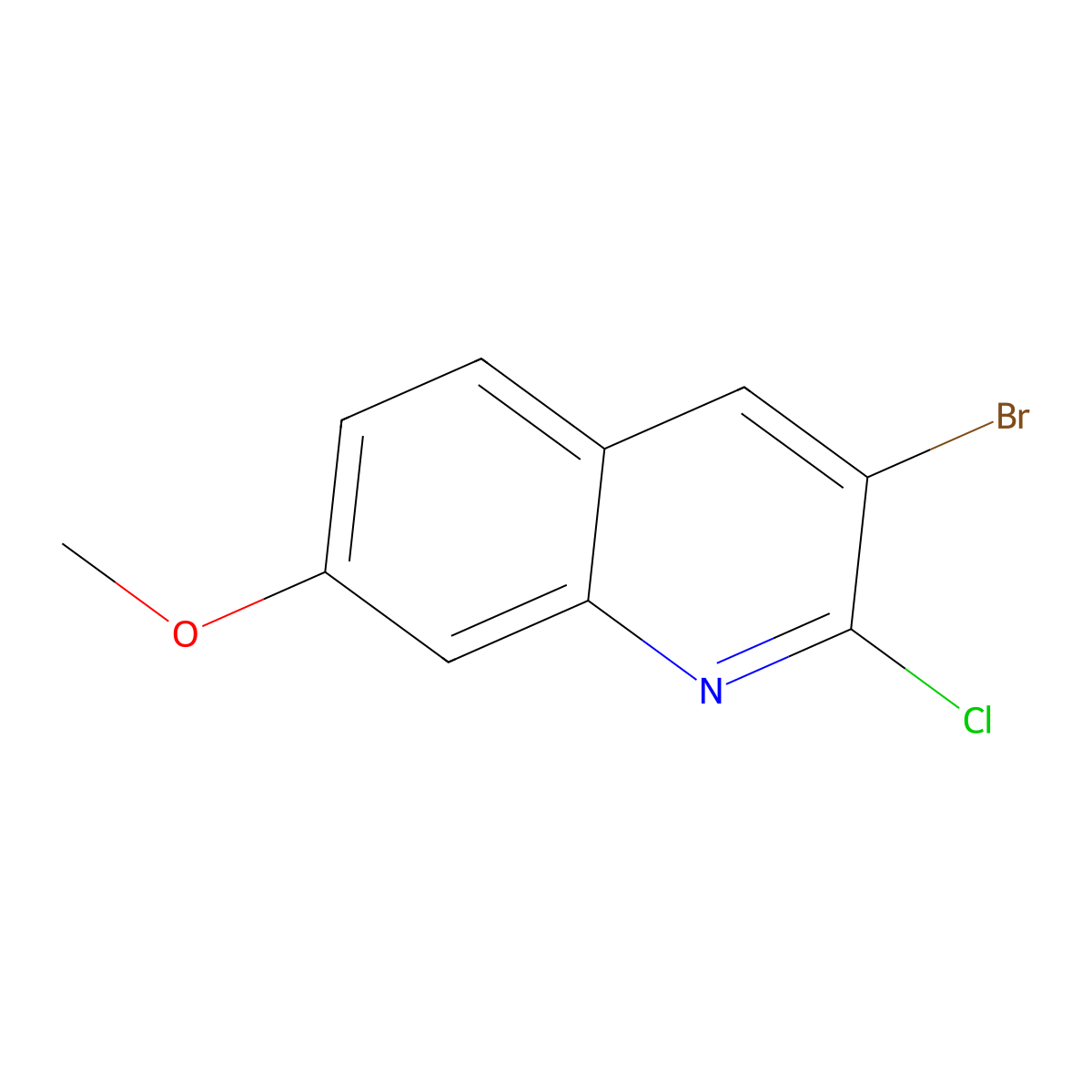 3-Bromo-2-chloro-7-methoxyquinoline molecular structure, CAS 1824315-50-5