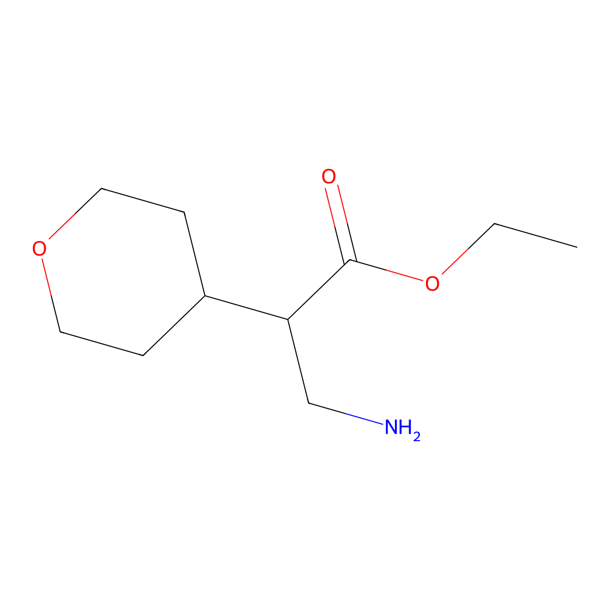 Ethyl 3-amino-2-(oxan-4-yl)propanoate molecular structure, CAS 1824322-68-0
