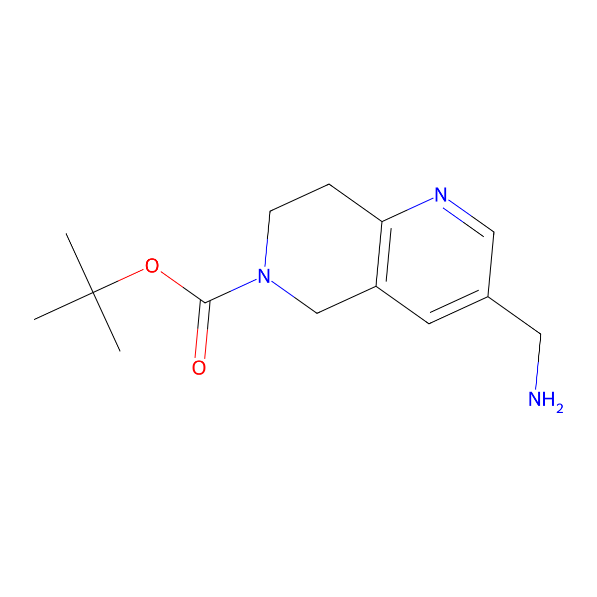 tert-butyl 3-(aminomethyl)-7,8-dihydro-1,6-naphthyridine-6(5H)-carboxylate molecular structure, CAS 1824323-85-4