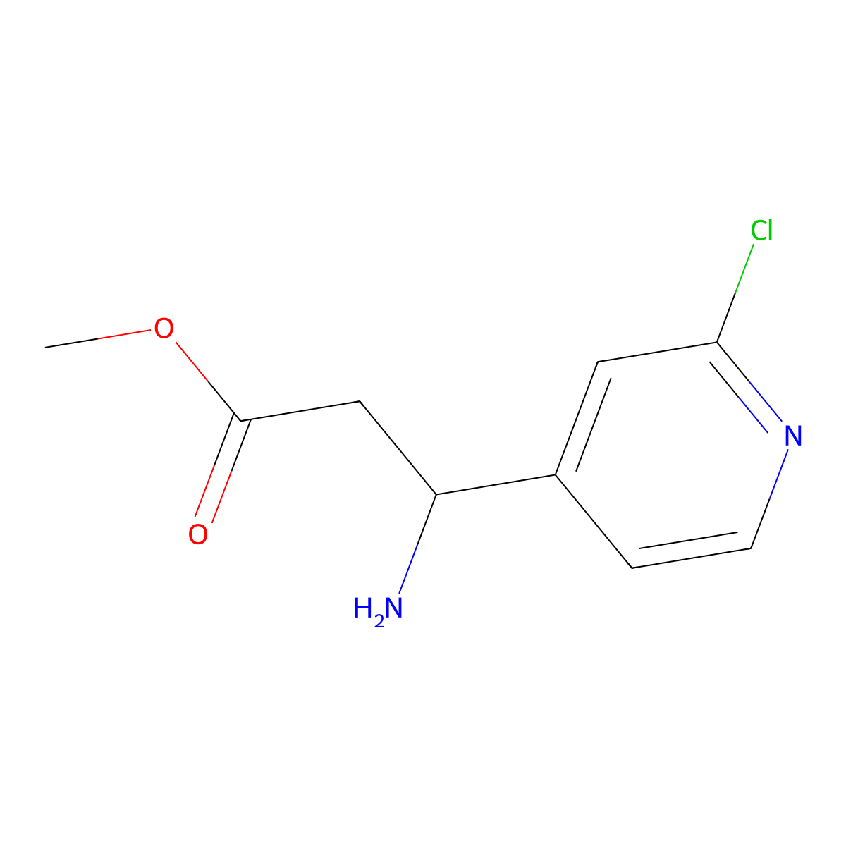 Methyl 3-amino-3-(2-chloropyridin-4-yl)propanoate molecular structure, CAS 1824324-96-0