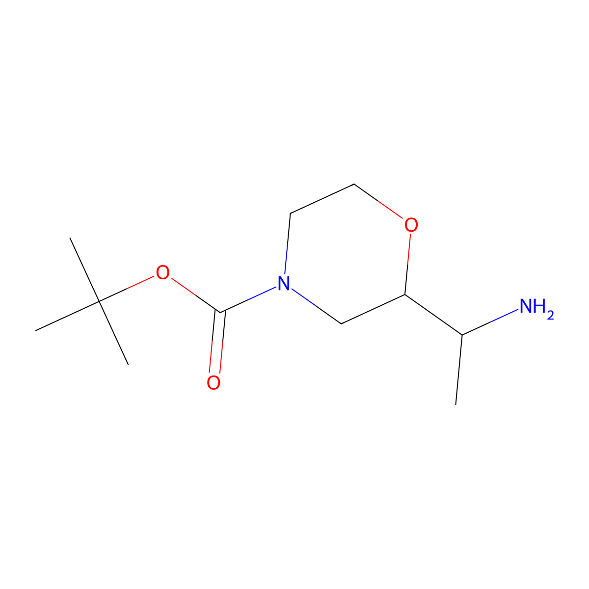 Tert-butyl 2-(1-aminoethyl)morpholine-4-carboxylate molecular structure, CAS 1824327-48-1