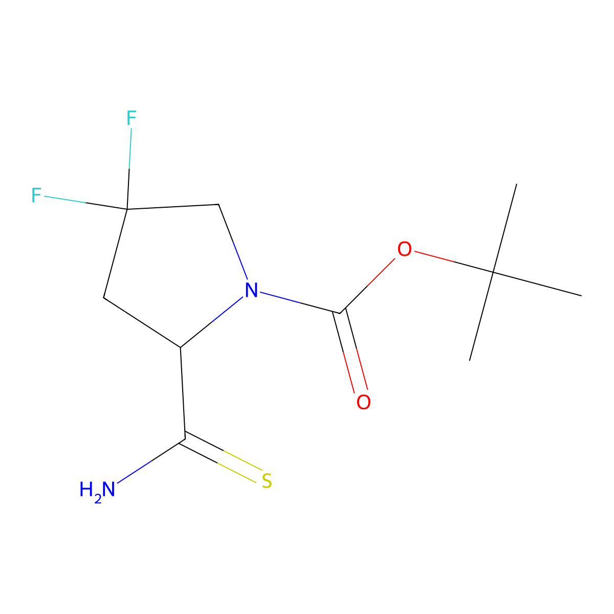 Tert-butyl 2-carbamothioyl-4,4-difluoropyrrolidine-1-carboxylate molecular structure, CAS 1824332-69-5