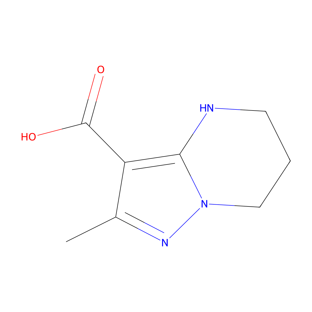 2-Methyl-4H,5H,6H,7H-pyrazolo[1,5-a]pyrimidine-3-carboxylic acid molecular structure, CAS 1824343-32-9