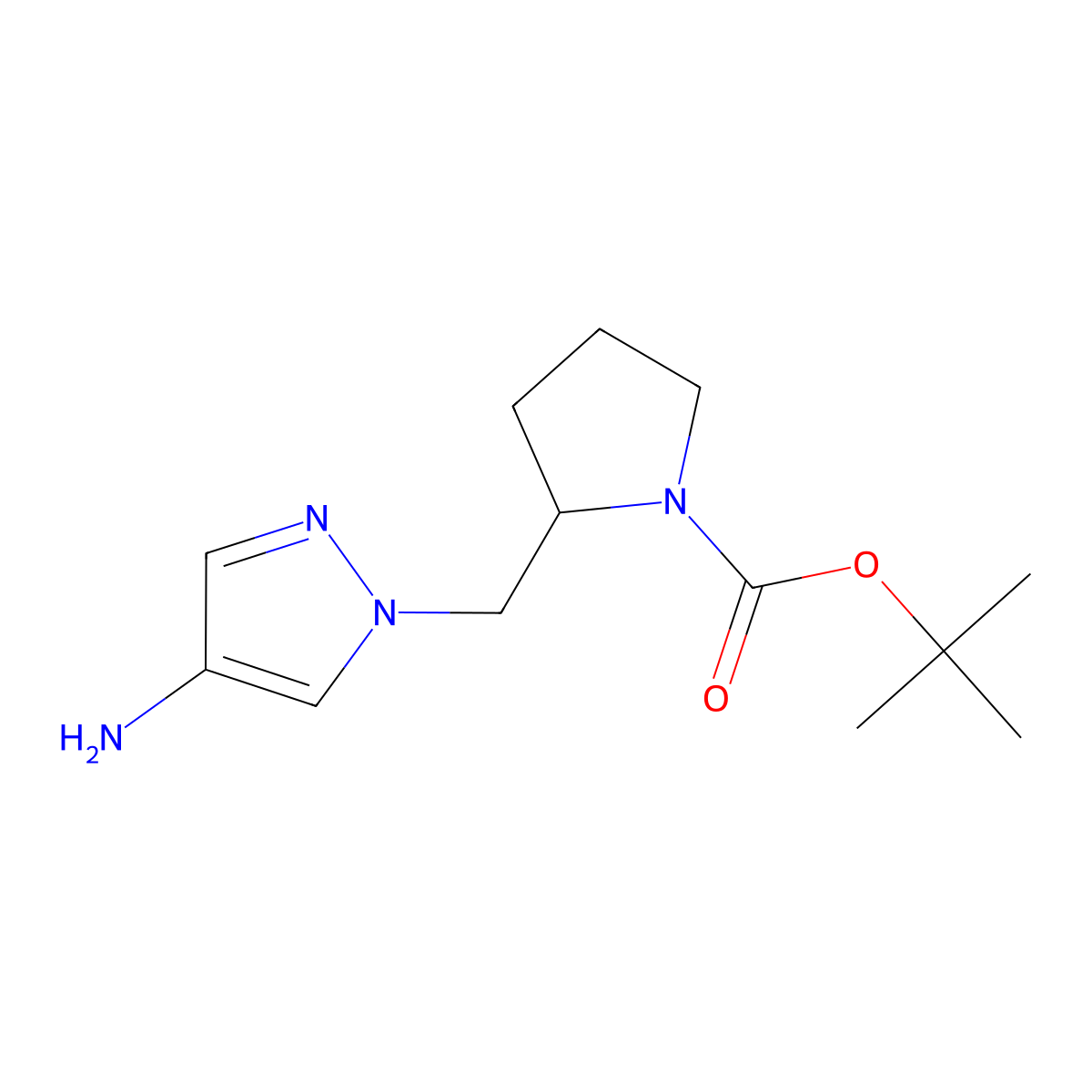 tert-butyl2-[(4-amino-1H-pyrazol-1-yl)methyl]pyrrolidine-1-carboxylate molecular structure, CAS 1824343-47-6