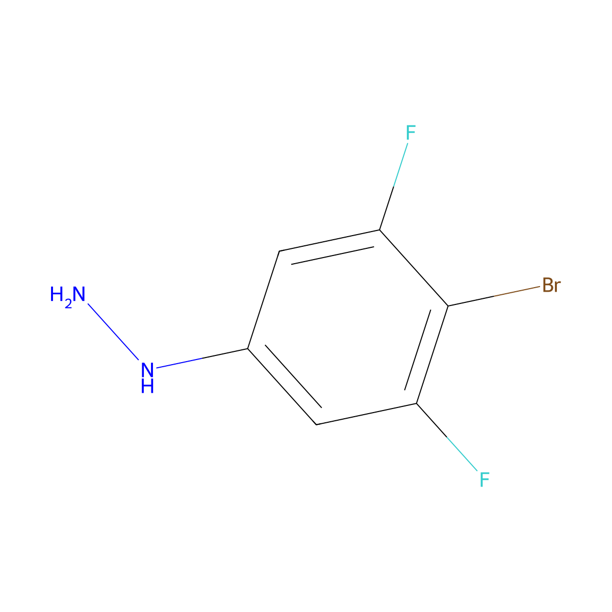 (4-Bromo-3,5-difluorophenyl)hydrazine molecular structure, CAS 1824346-72-6