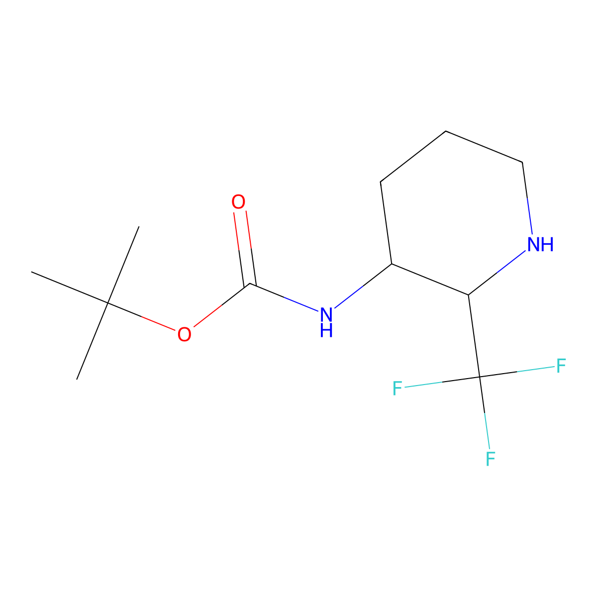 tert-Butyl (2-(trifluoromethyl)piperidin-3-yl)carbamate molecular structure, CAS 1824347-45-6