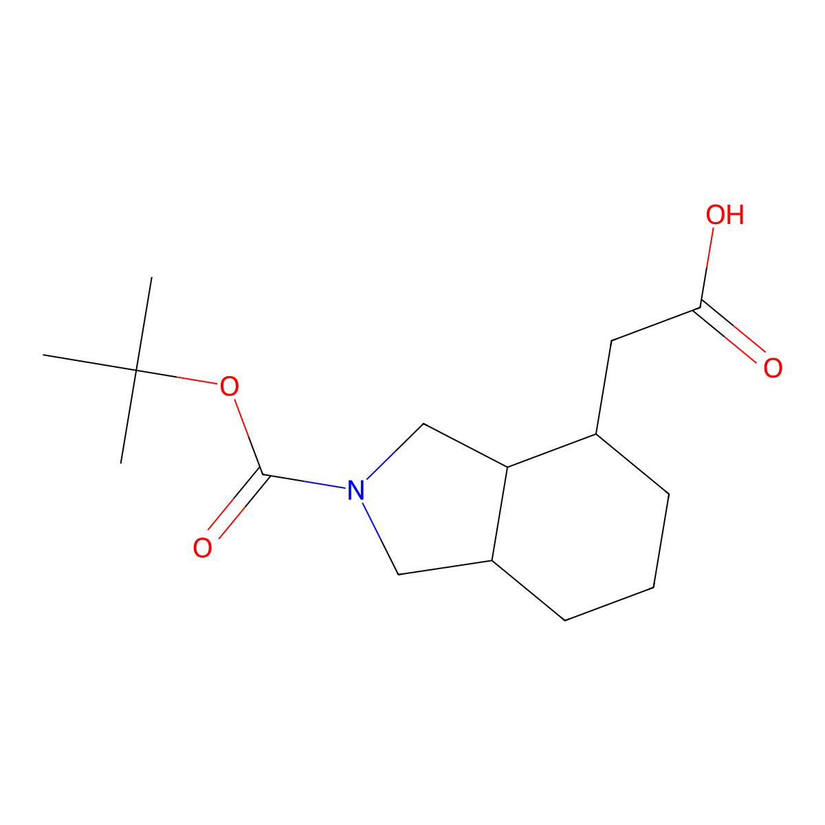 2-{2-[(tert-butoxy)carbonyl]-octahydro-1H-isoindol-4-yl}acetic acid, Mixture of diastereomers molecular structure, CAS 1824348-29-9