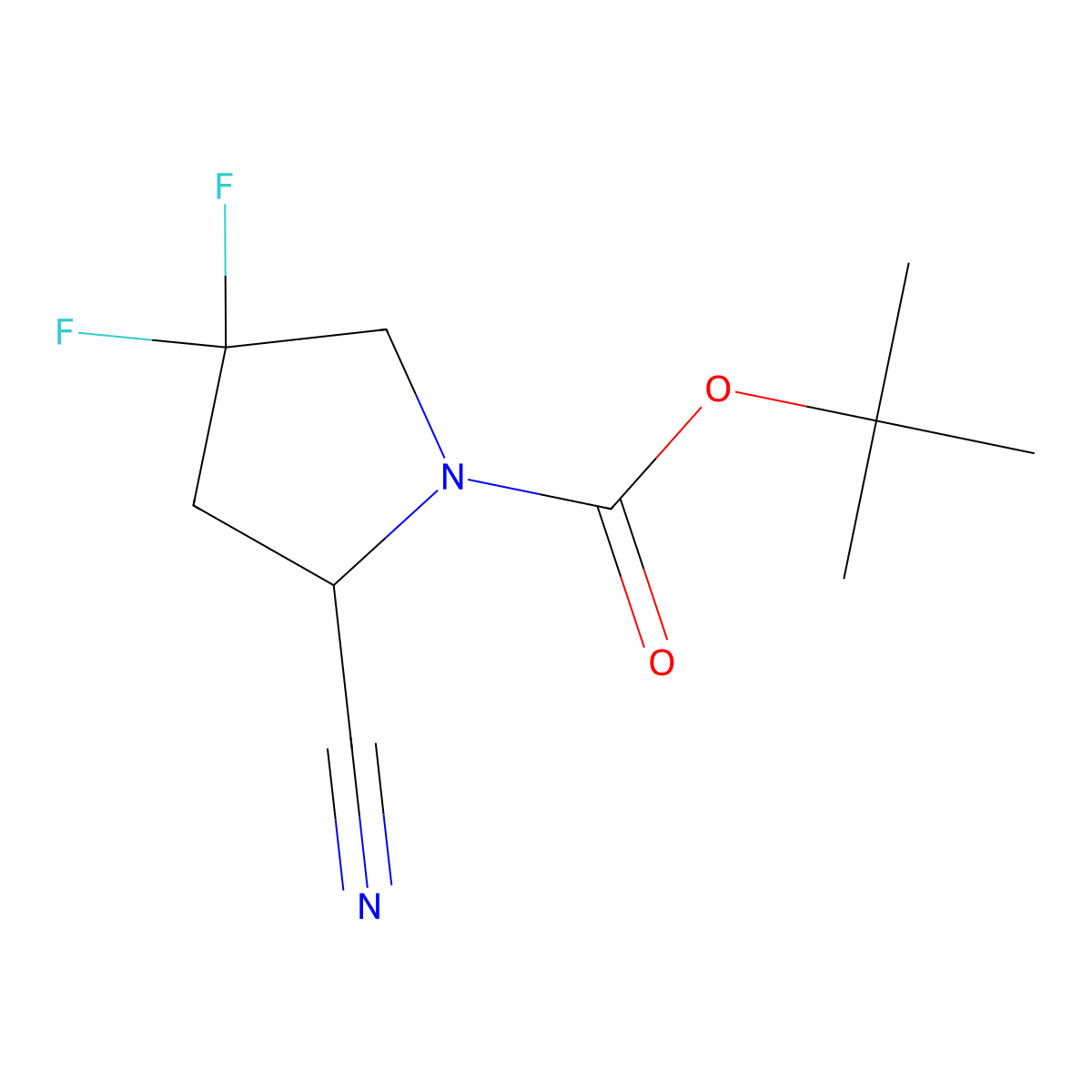 Tert-butyl 2-cyano-4,4-difluoropyrrolidine-1-carboxylate molecular structure, CAS 1824348-84-6