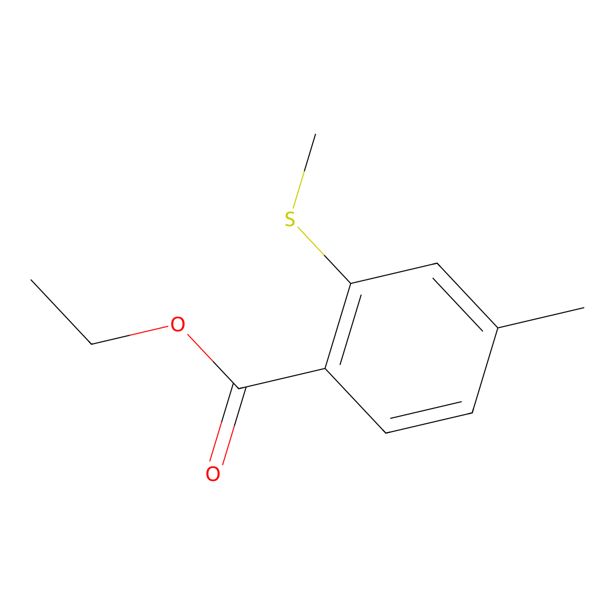 Benzoic acid, 4-methyl-2-(methylthio)-, ethyl ester molecular structure, CAS 1824354-82-6