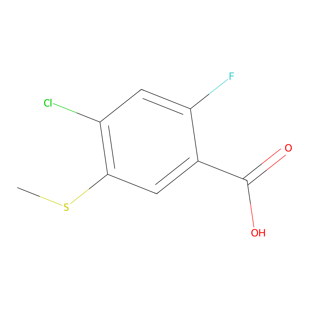 4-Chloro-2-fluoro-5-(methylthio)benzoic acid molecular structure, CAS 1824362-93-7