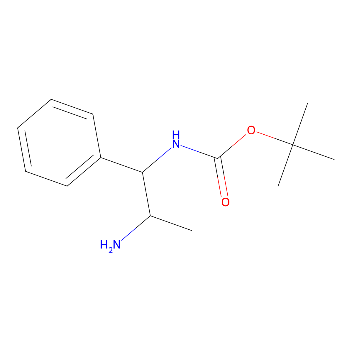 tert-butyl N-(2-amino-1-phenylpropyl)carbamate molecular structure, CAS 1824364-10-4