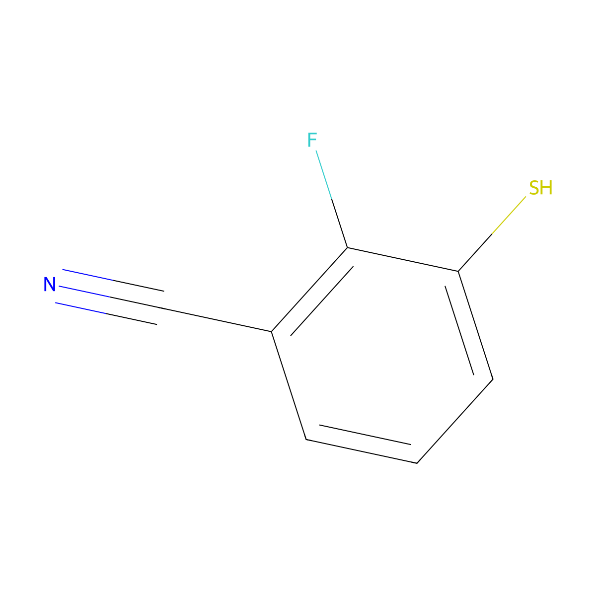 2-Fluoro-3-mercaptobenzonitrile molecular structure, CAS 1824369-73-4
