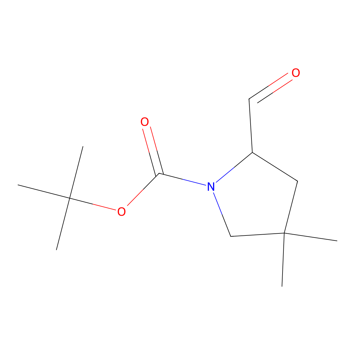 Tert-butyl 2-formyl-4,4-dimethylpyrrolidine-1-carboxylate molecular structure, CAS 1824377-25-4