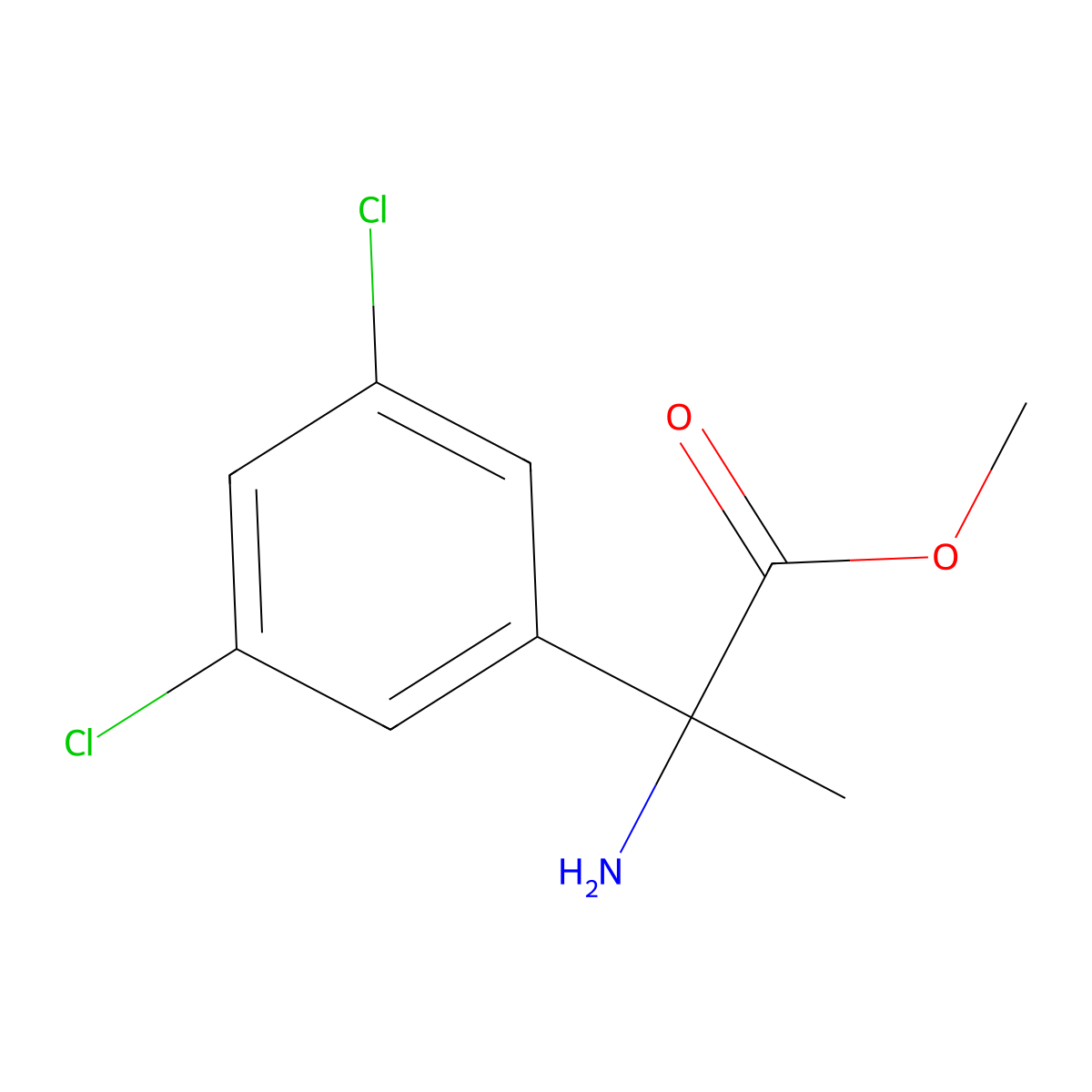 Methyl 2-amino-2-(3,5-dichlorophenyl)propanoate molecular structure, CAS 1824378-04-2