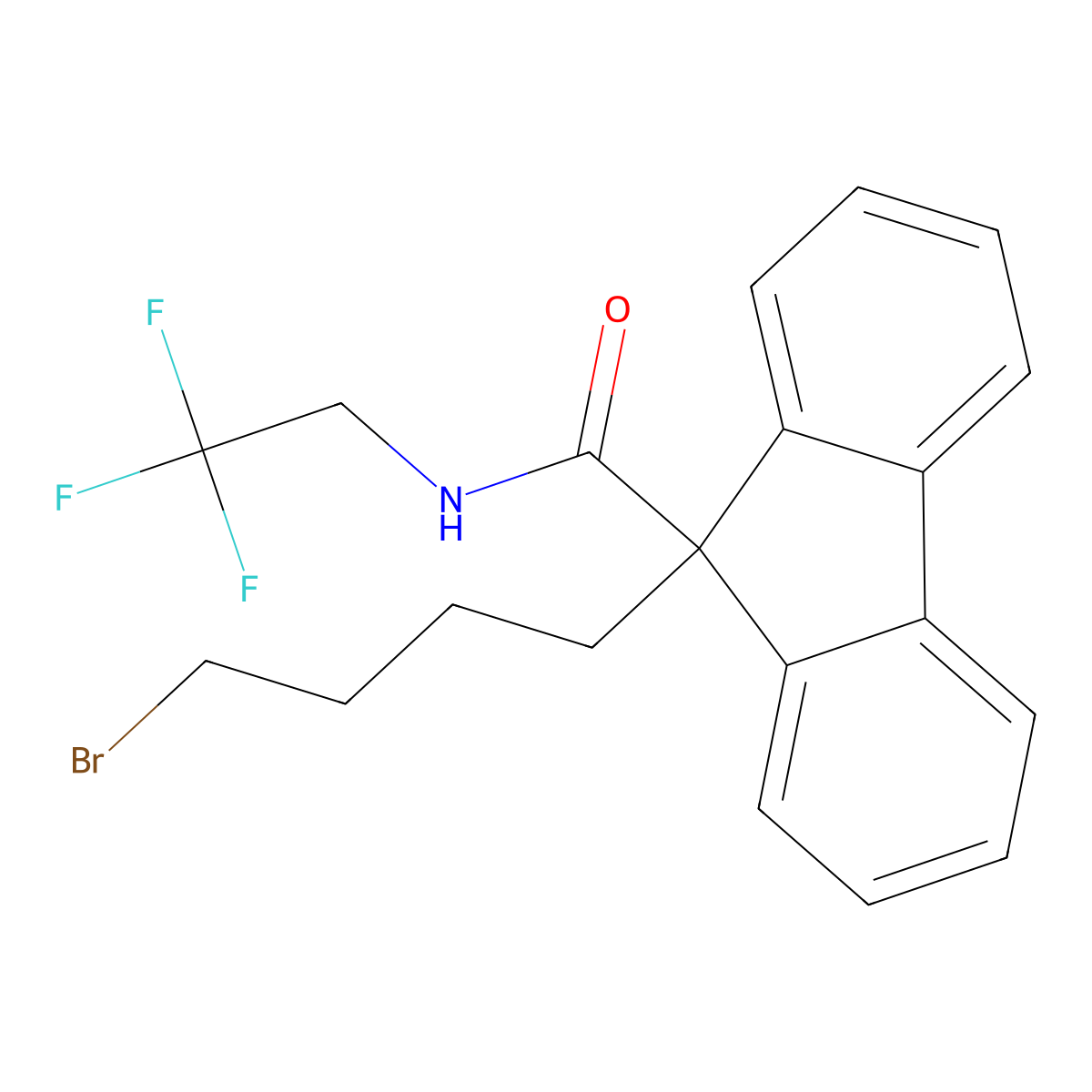 9-(4-Bromobutyl)-N-(2,2,2-trifluoroethyl)-9H-fluorene-9-carboxamide molecular structure, CAS 182438-98-8