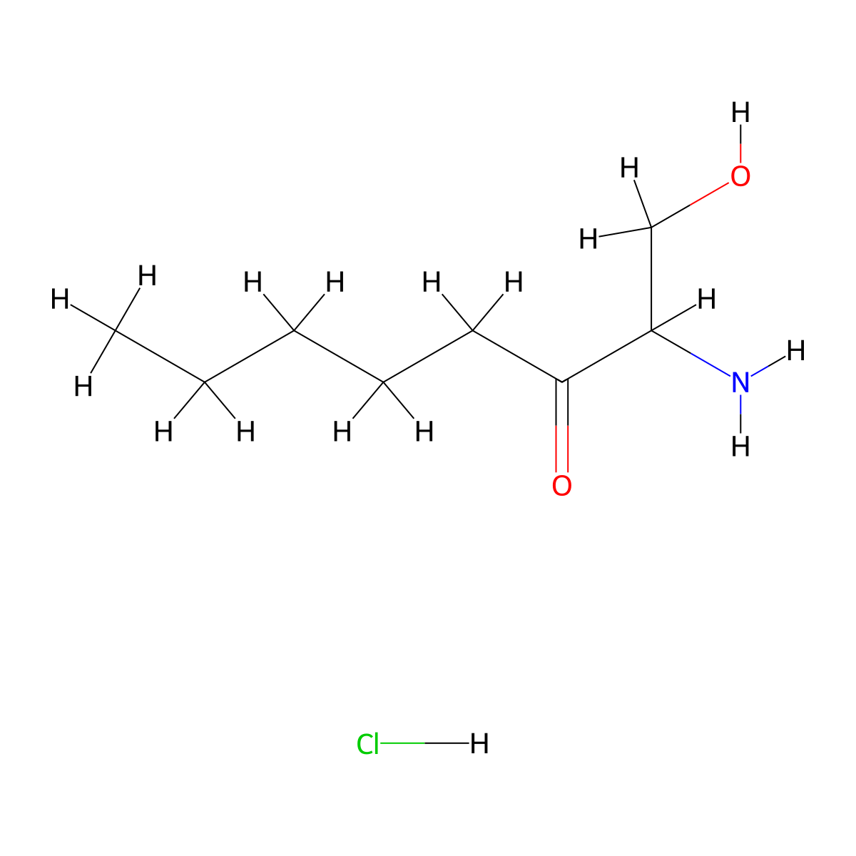 2-Amino-1-hydroxyoctan-3-one hydrochloride molecular structure, CAS 1824382-78-6