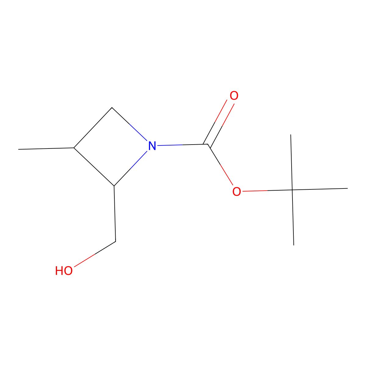 Tert-butyl 2-(hydroxymethyl)-3-methylazetidine-1-carboxylate molecular structure, CAS 1824383-53-0
