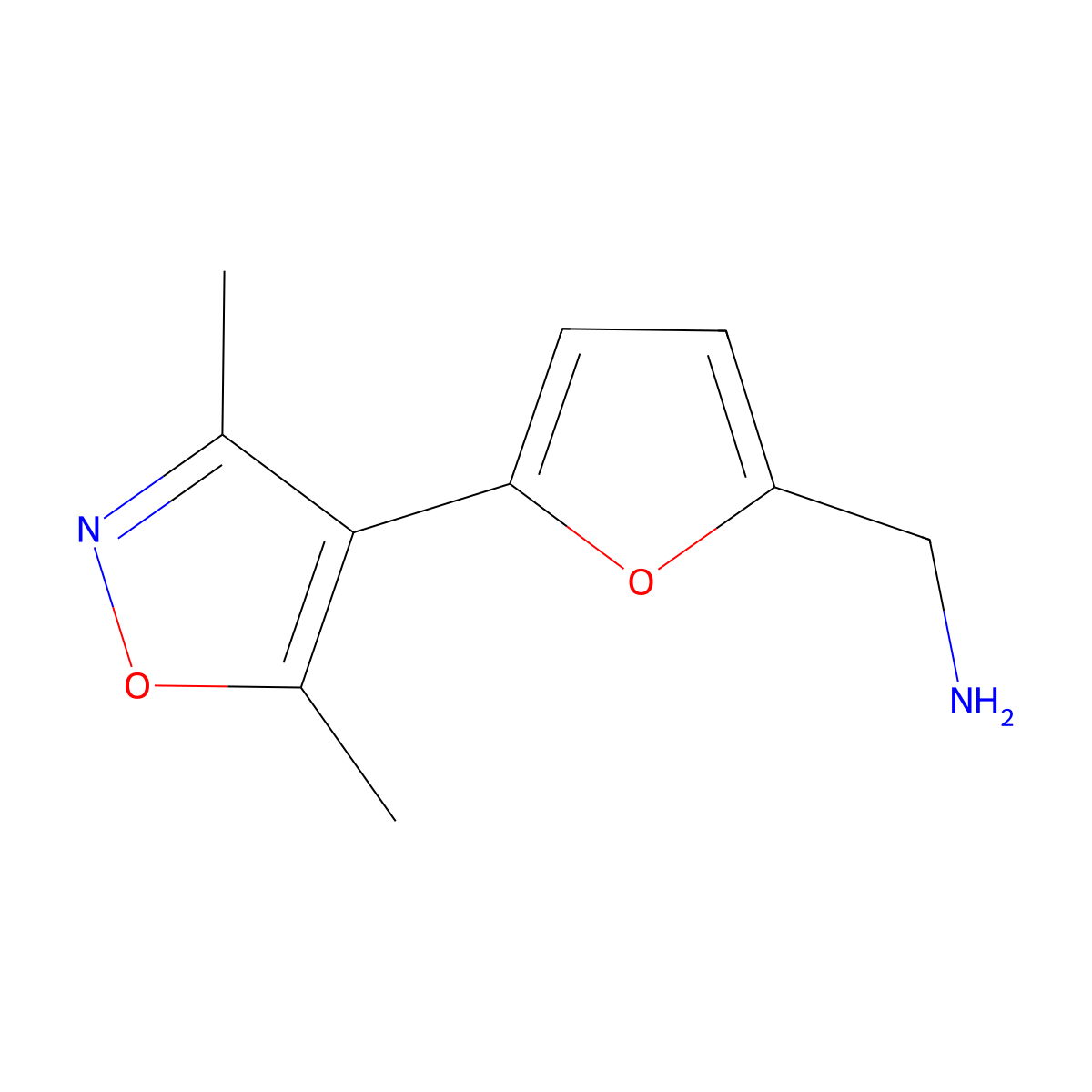 1-[5-(3,5-Dimethyl-1,2-oxazol-4-yl)furan-2-yl]methanamine molecular structure, CAS 1824387-22-5