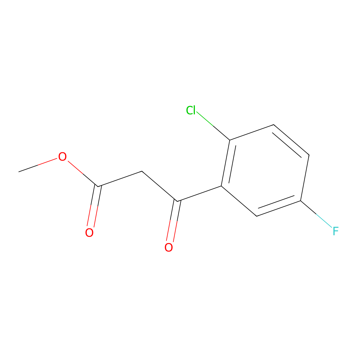 Methyl 3-(2-chloro-5-fluorophenyl)-3-oxopropanoate molecular structure, CAS 1824393-21-6