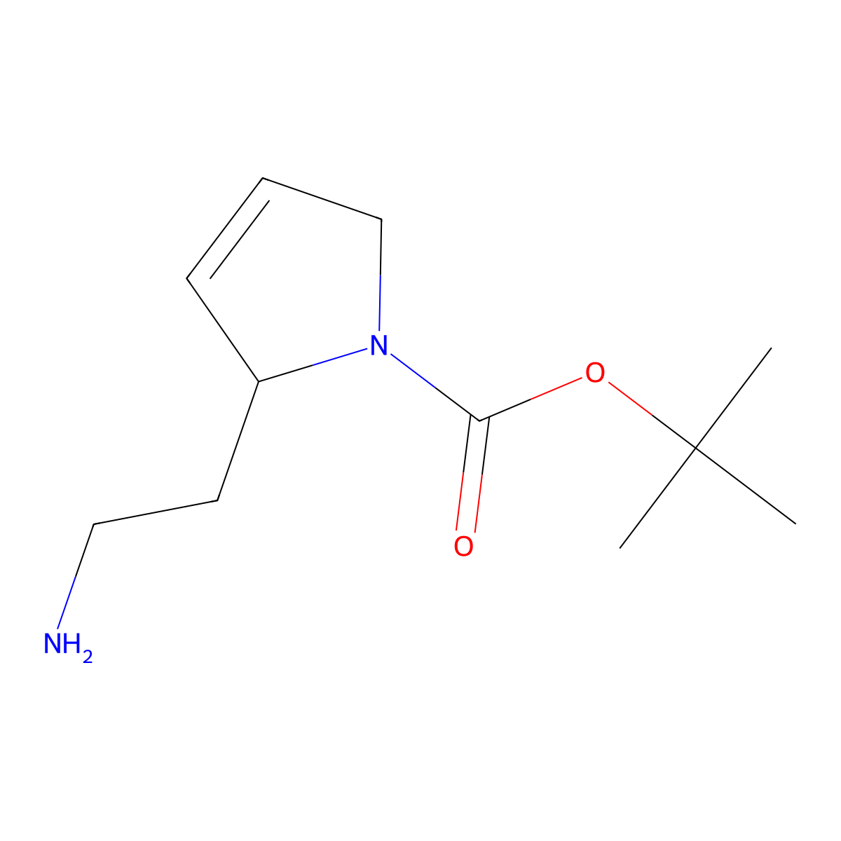 Tert-butyl 2-(2-aminoethyl)-2,5-dihydropyrrole-1-carboxylate molecular structure, CAS 1824395-42-7