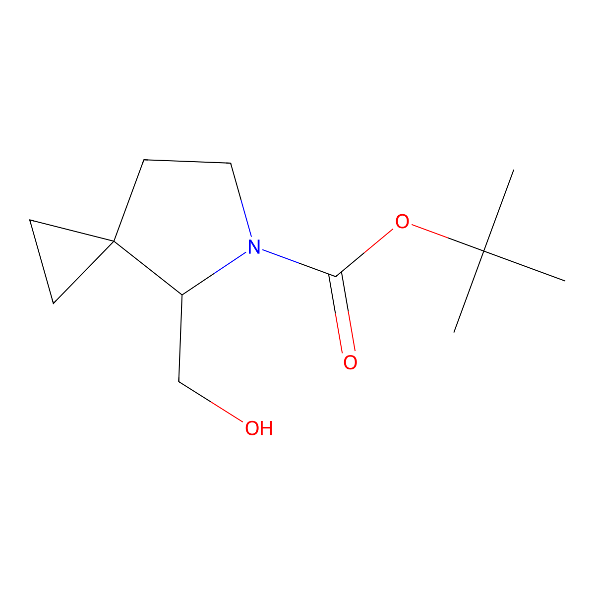 Tert-butyl 4-(hydroxymethyl)-5-azaspiro[2.4]heptane-5-carboxylate molecular structure, CAS 1824396-92-0