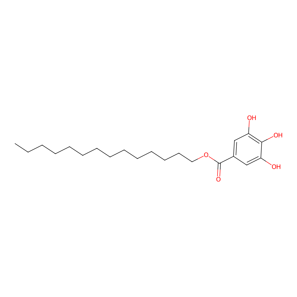 Myristyl gallate molecular structure, CAS 18244-73-0