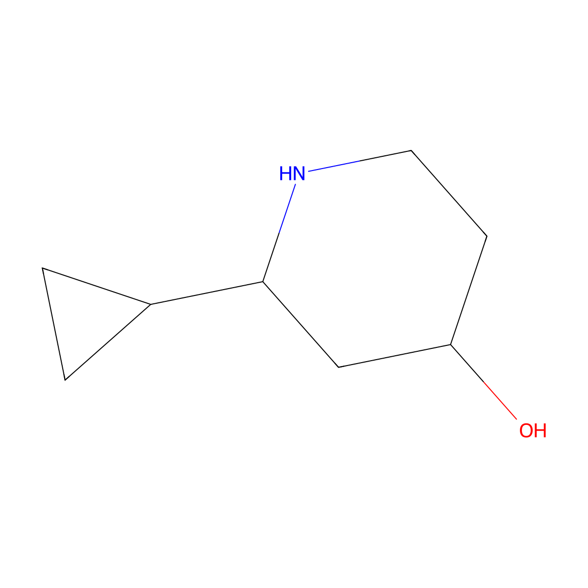 2-Cyclopropylpiperidin-4-ol molecular structure, CAS 1824401-42-4