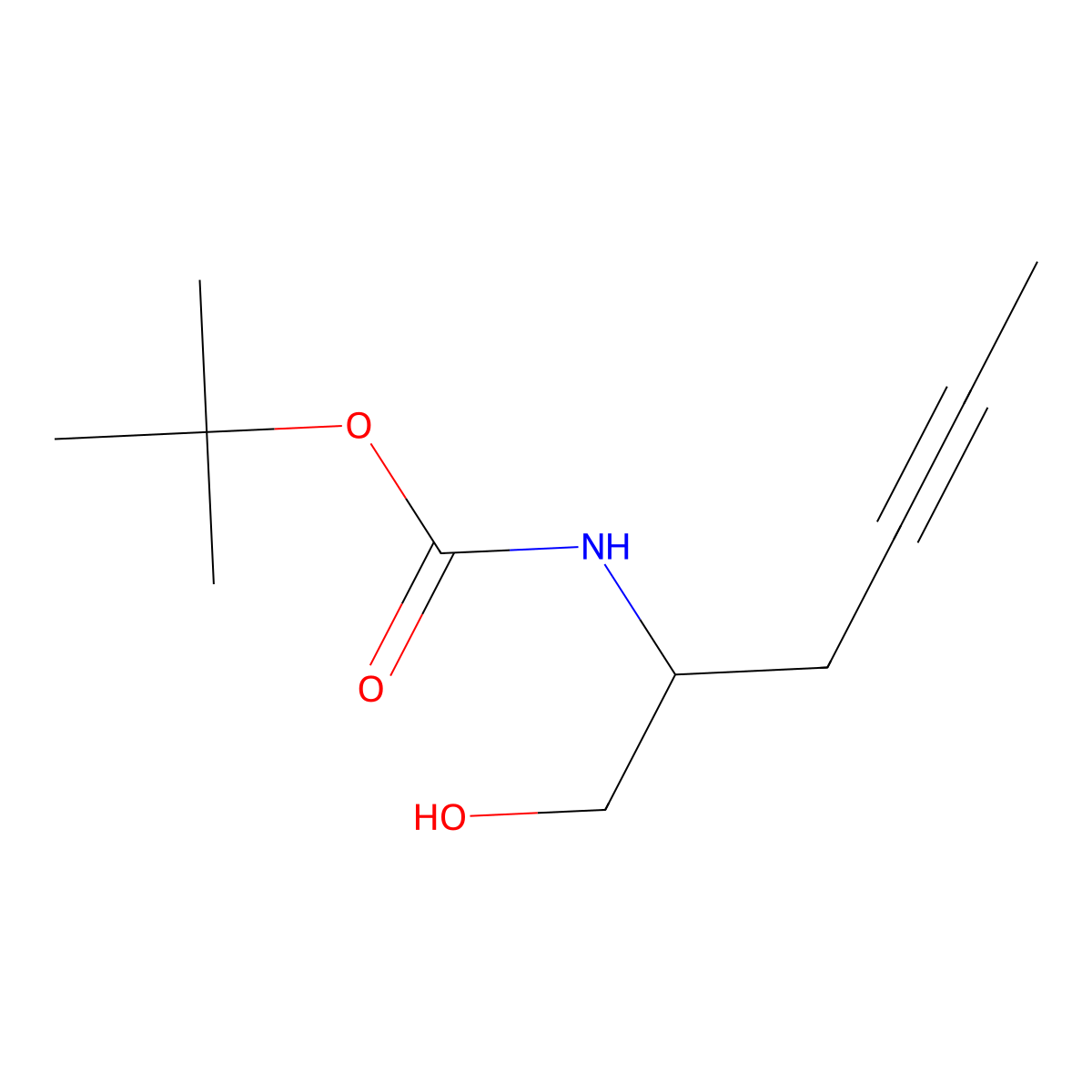 tert-butyl N-(1-hydroxyhex-4-yn-2-yl)carbamate molecular structure, CAS 1824404-34-3