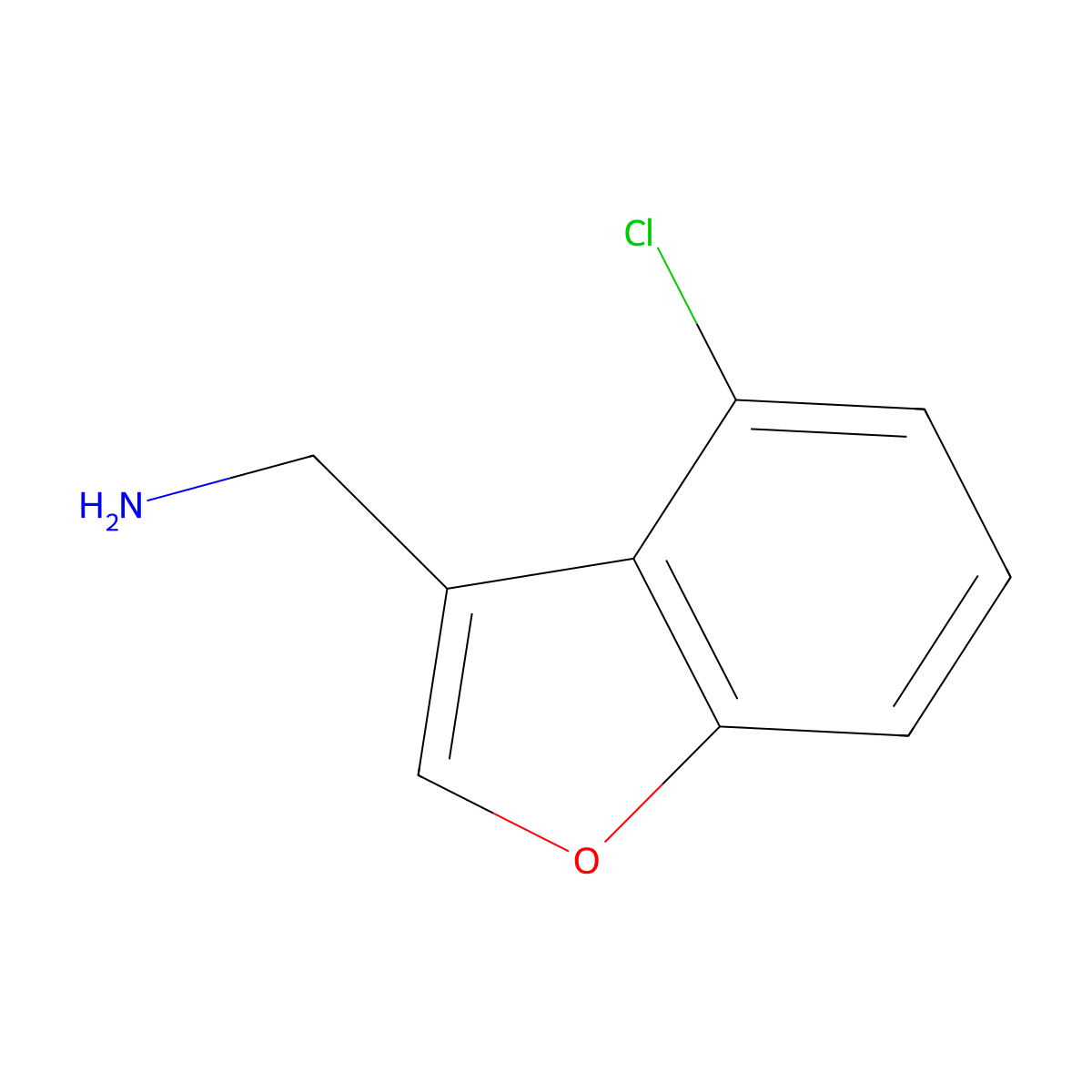 (4-Chloro-1-benzofuran-3-yl)methanamine molecular structure, CAS 1824406-12-3