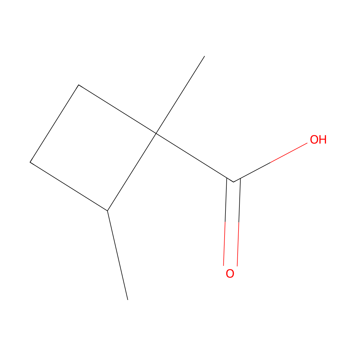 1,2-Dimethylcyclobutane-1-carboxylic acid molecular structure, CAS 1824407-93-3