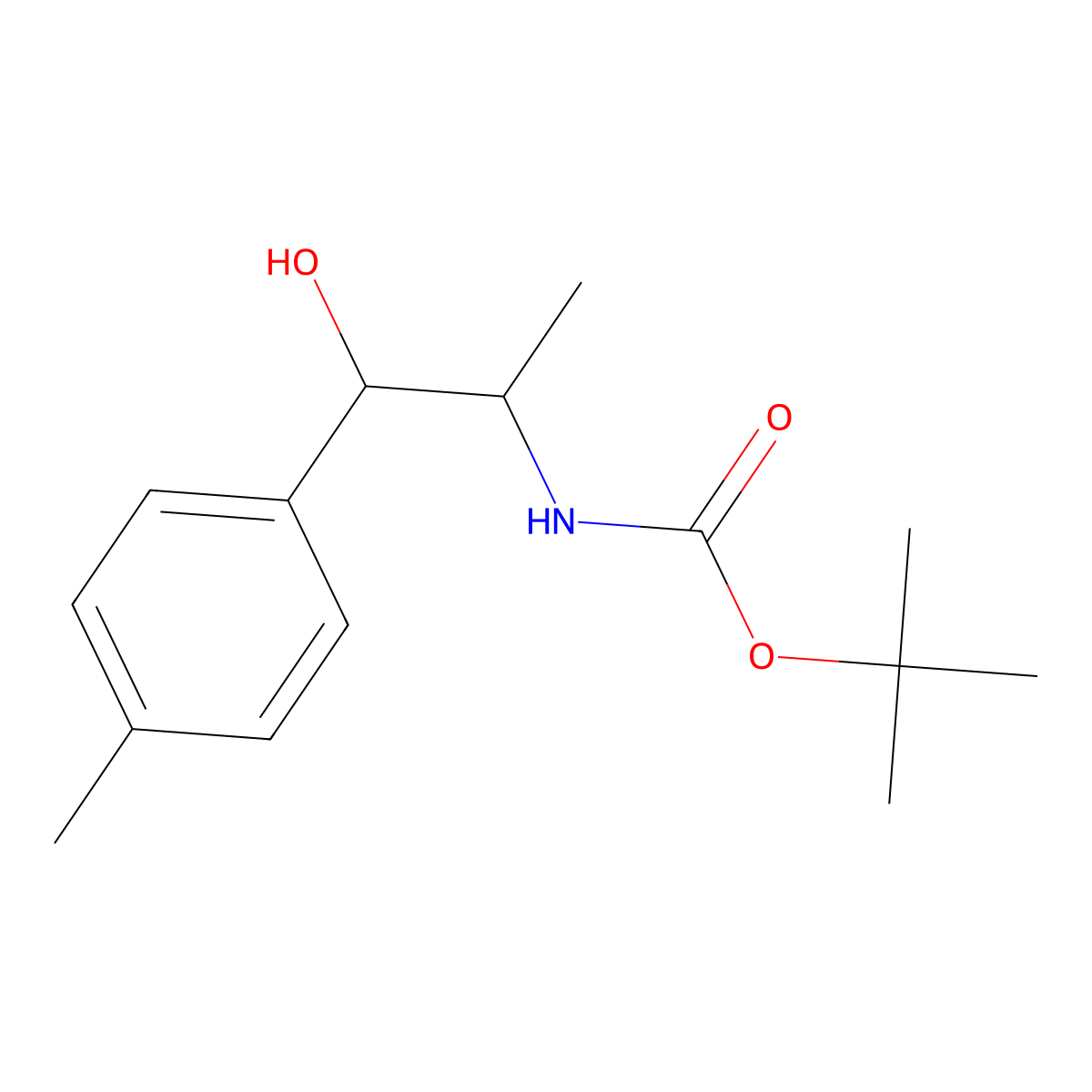 tert-butyl N-[1-hydroxy-1-(4-methylphenyl)propan-2-yl]carbamate molecular structure, CAS 1824417-58-4