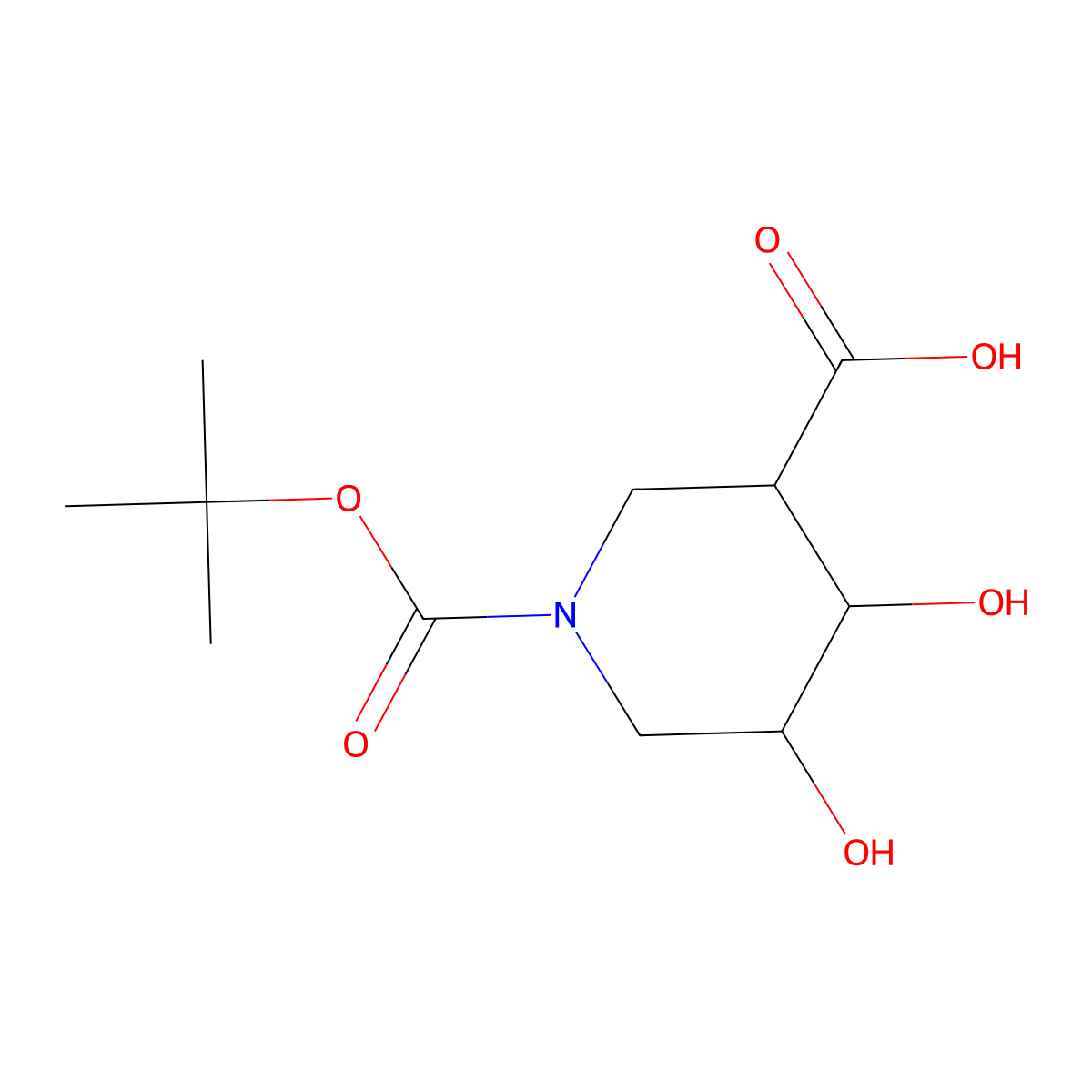 1-[(Tert-butoxy)carbonyl]-4,5-dihydroxypiperidine-3-carboxylic acid molecular structure, CAS 1824422-30-1