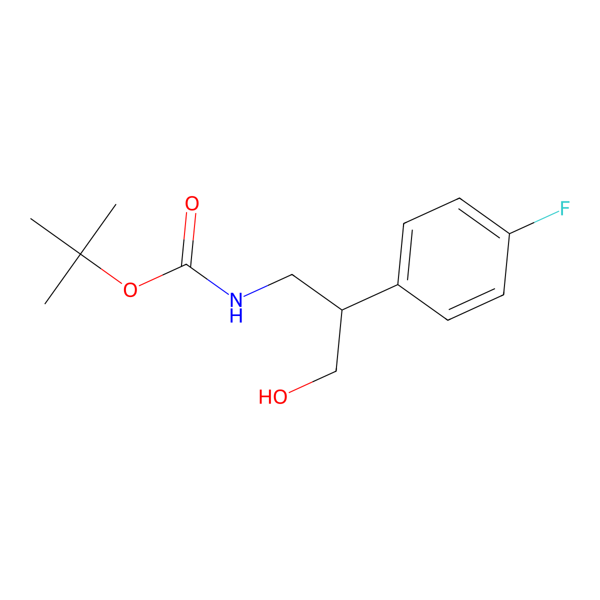 tert-butyl N-[2-(4-fluorophenyl)-3-hydroxypropyl]carbamate molecular structure, CAS 1824423-52-0