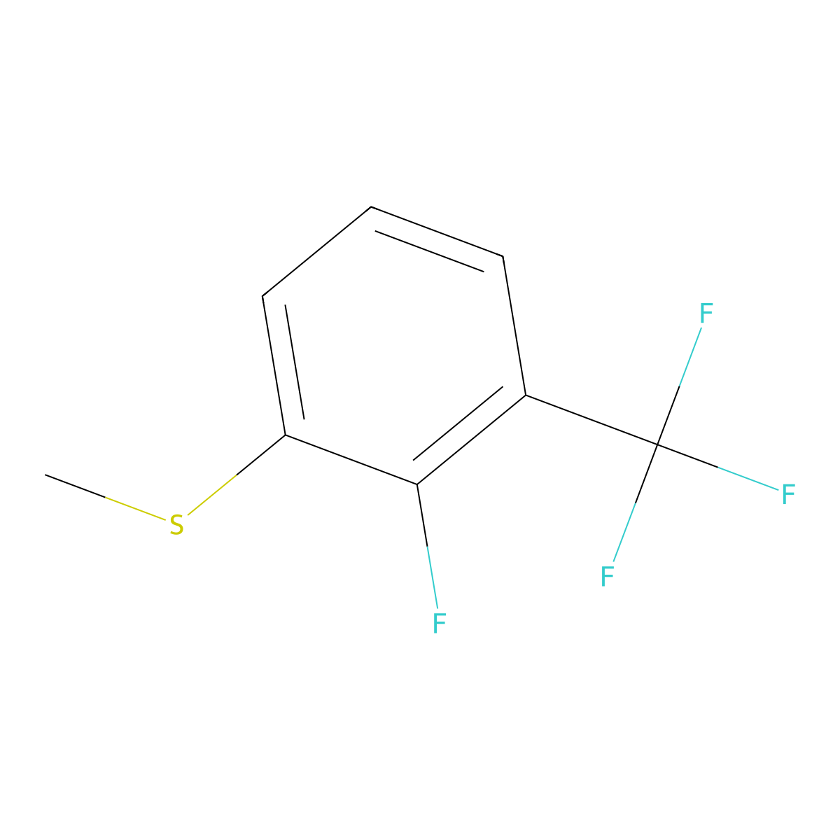 2-Fluoro-1-(methylsulfanyl)-3-(trifluoromethyl)benzene molecular structure, CAS 1824423-80-4