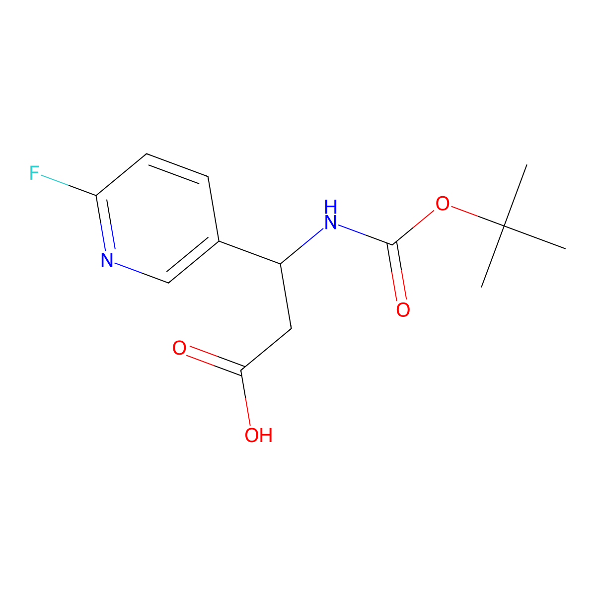 3-{[(Tert-butoxy)carbonyl]amino}-3-(6-fluoropyridin-3-yl)propanoic acid molecular structure, CAS 1824427-85-1