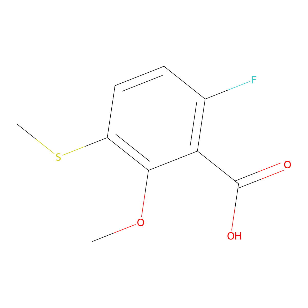 6-Fluoro-2-methoxy-3-(methylthio)benzoic acid molecular structure, CAS 1824436-63-6